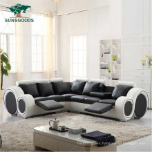 Italian Modern L Corner Living Room Home Genuine Leather Luxurious Wood Frame Sofa